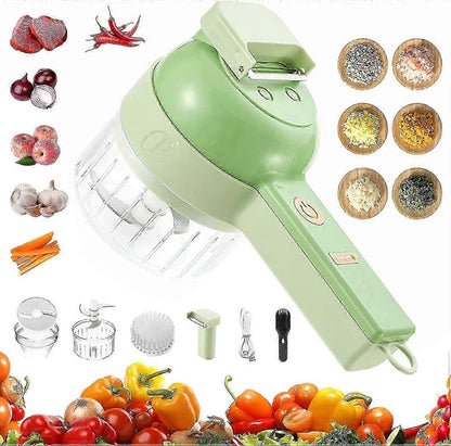 4-in-1 Rechargeable Electric Vegetable Slicer with Collection Bin