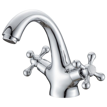 Wide Spread Industrial Bathroom Sink Faucet with 2 Cross Handle Taps