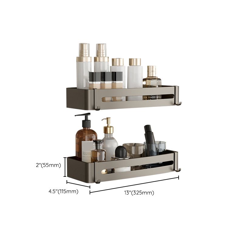 Modern Grey Bathroom Accessory Set with Aluminum Shelf