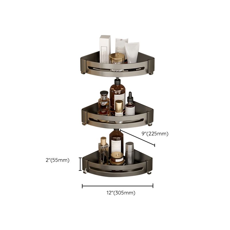 Modern Grey Bathroom Accessory Set with Aluminum Shelf
