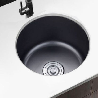 Black Stainless Steel Undermount Round Sink with Single Bowl and Filter