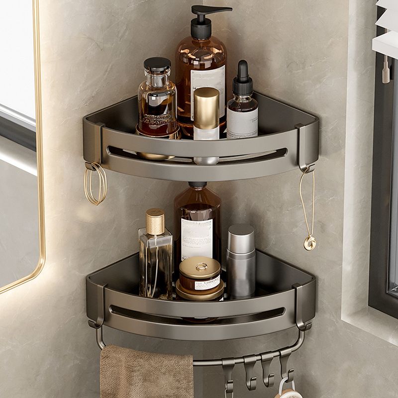 Modern Grey Bathroom Accessory Set with Aluminum Shelf