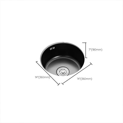 Round Stainless Steel Kitchen Sink with Drain Basket Kits - Single Bowl