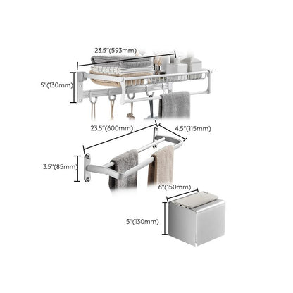 Modern Silver Bathroom Accessories Set with Rust Protection