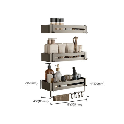 Modern Grey Bathroom Accessory Set with Aluminum Shelf