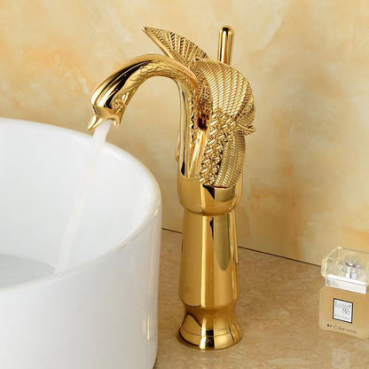 Brass Bathroom Sink Faucet with Single Handle for Hot and Cold Water