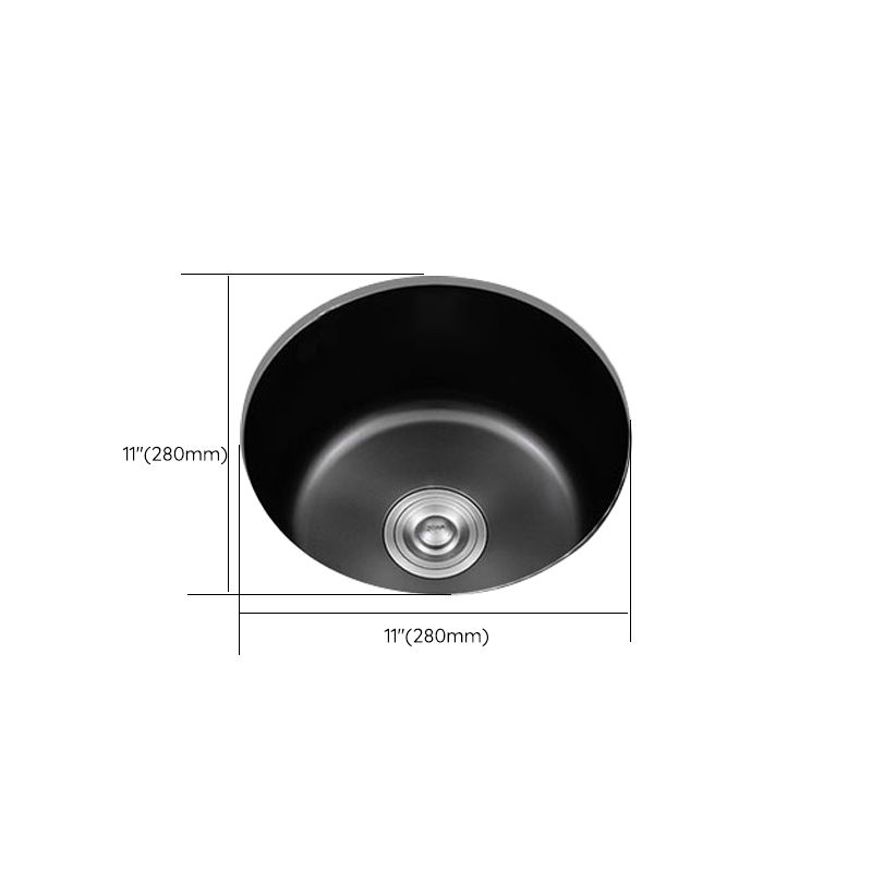 Black Stainless Steel Undermount Round Sink with Single Bowl and Filter