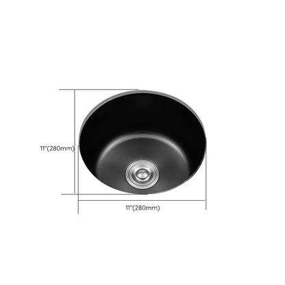 Black Stainless Steel Undermount Round Sink with Single Bowl and Filter