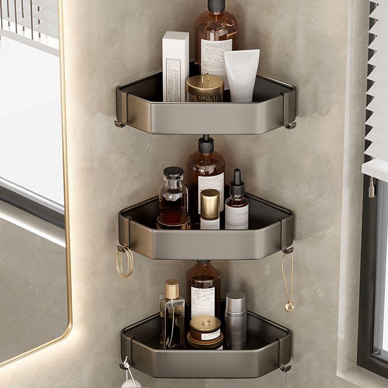 Modern Grey Bathroom Accessory Set with Aluminum Shelf