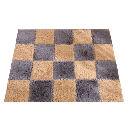 Interlocking Shag Carpet Tiles in Color Block Design – Modern Floor Covering