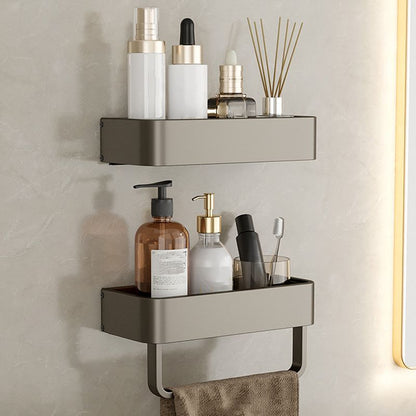Modern Grey Bathroom Accessory Set with Aluminum Shelf