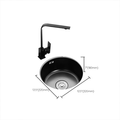 Round Stainless Steel Kitchen Sink with Drain Basket Kits - Single Bowl