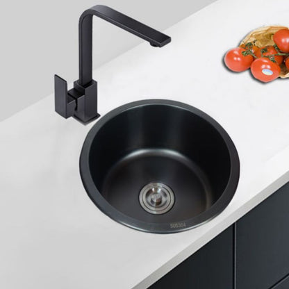 Black Stainless Steel Undermount Round Sink with Single Bowl and Filter