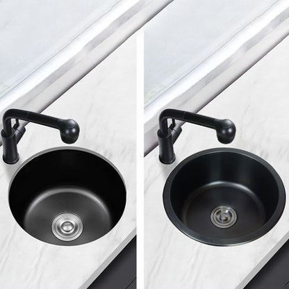 Black Stainless Steel Undermount Round Sink with Single Bowl and Filter