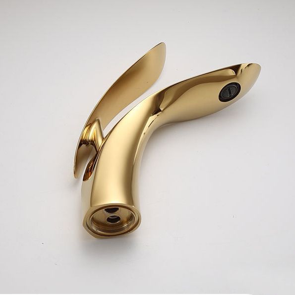 Modern Round Bathroom Sink Faucet with Brass Lever Handle and Single Hole