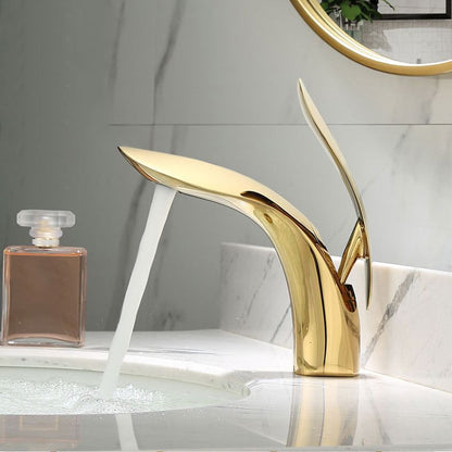 Brass Round Basin Mixer Tap with Lever Handle for Modern Bathroom Sink