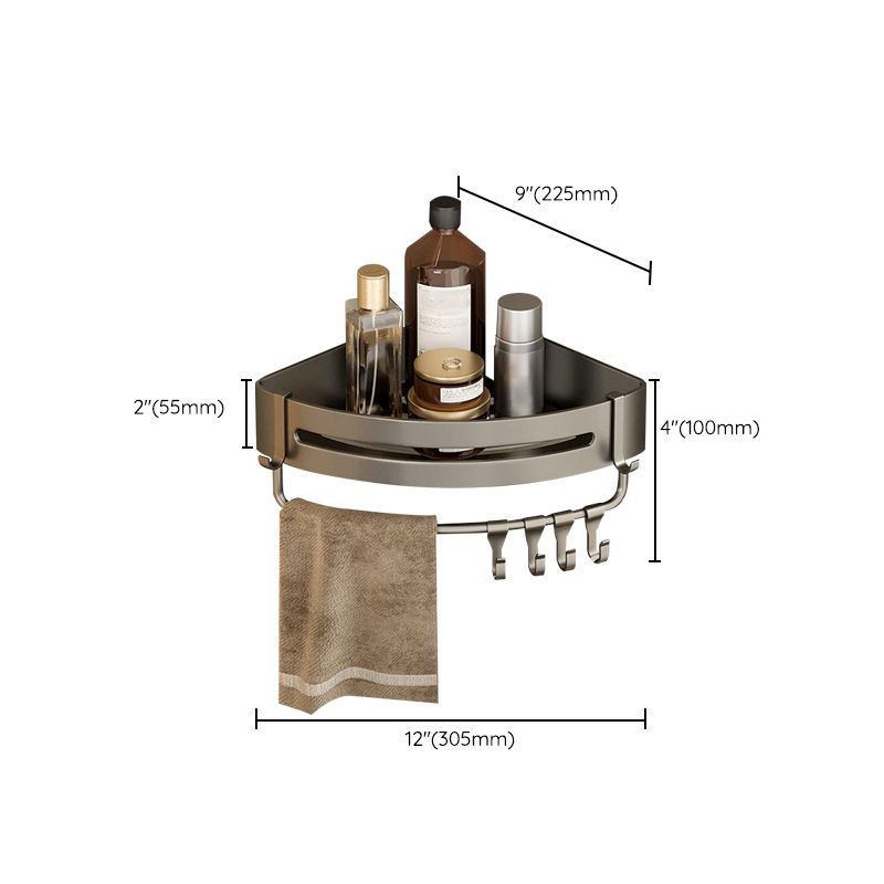 Modern Grey Bathroom Accessory Set with Aluminum Shelf
