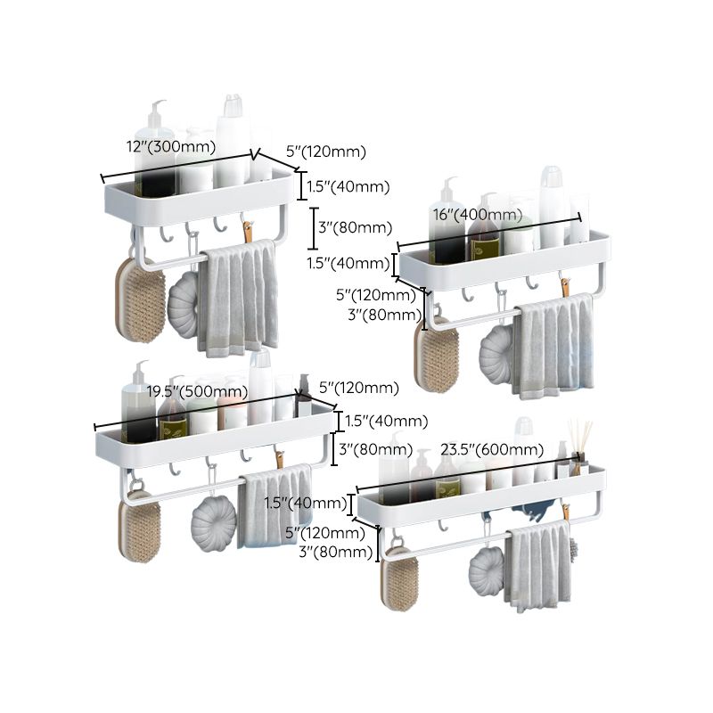 Modern Bathroom Accessories Set - White 2-Piece Shelf and Hardware