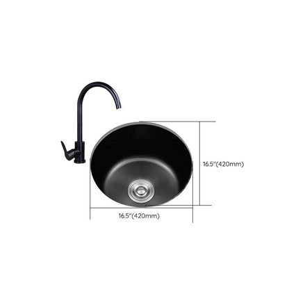 Black Stainless Steel Undermount Round Sink with Single Bowl and Filter