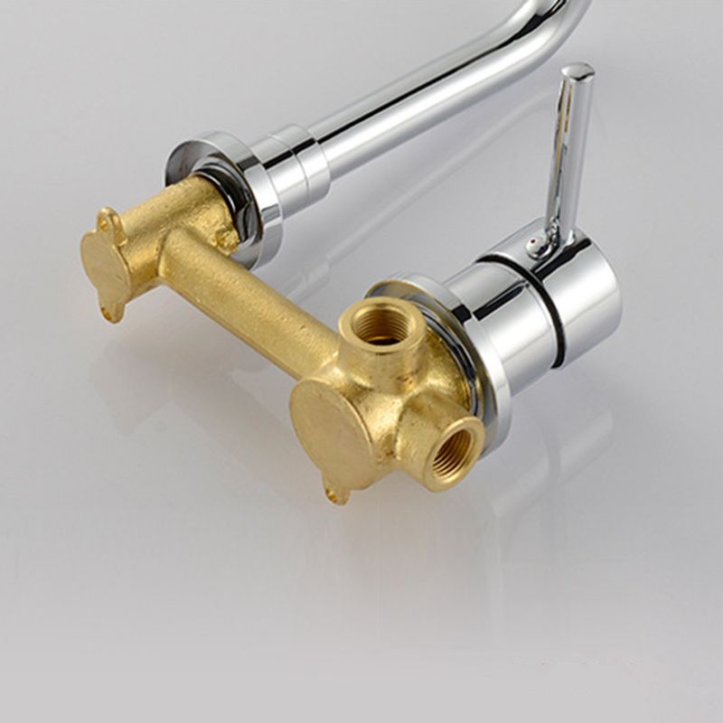 Wall-Mounted Industrial Bathroom Faucet with 2-Hole Swivel Spout