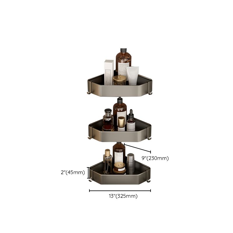 Modern Grey Bathroom Accessory Set with Aluminum Shelf