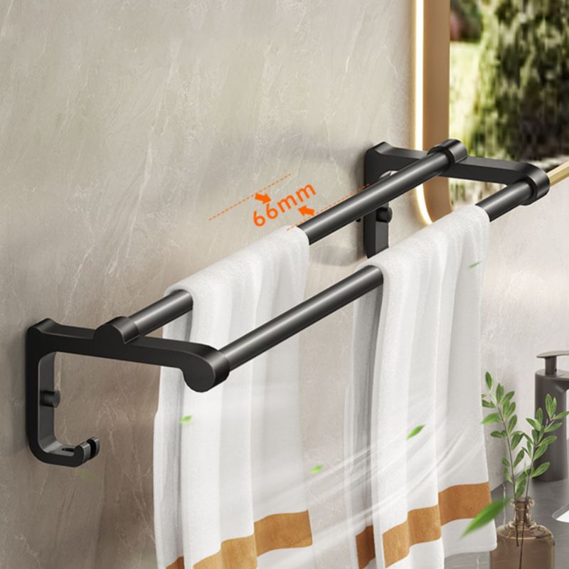 Contemporary Matte Black Bathroom Accessory Set with Shelf and Towel Holder