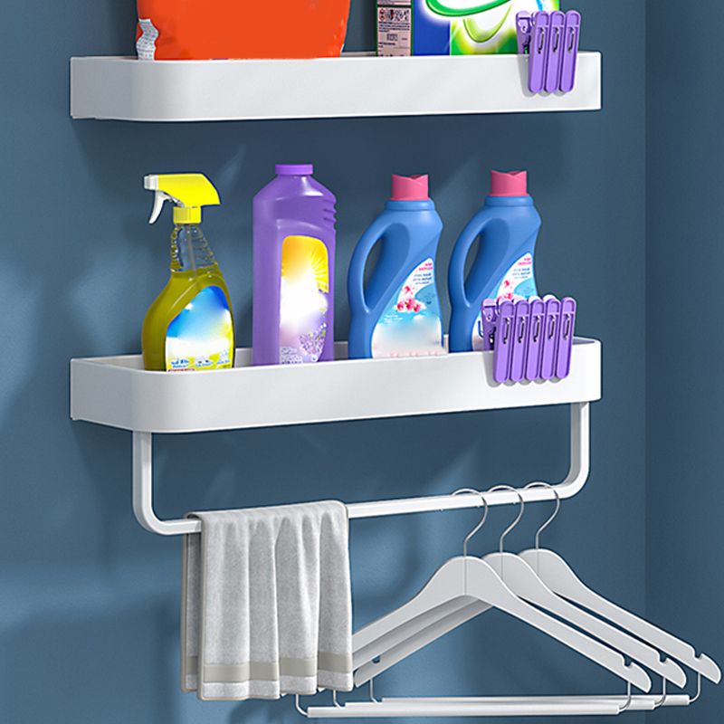 Modern Bathroom Accessories Set - White 2-Piece Shelf and Hardware