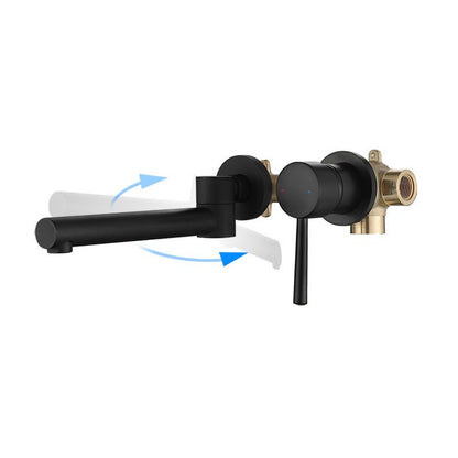 Wall-Mounted Industrial Bathroom Faucet with 2-Hole Swivel Spout