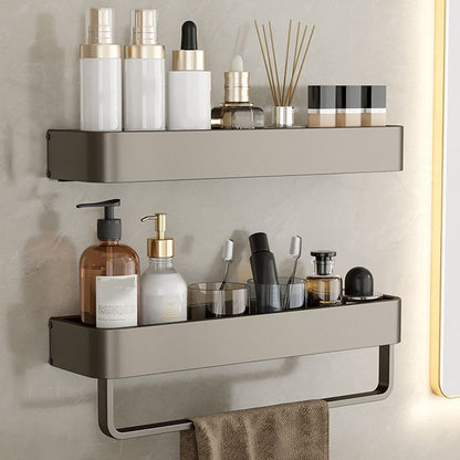 Modern Grey Bathroom Accessory Set with Aluminum Shelf