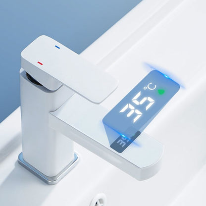 Modern Bathroom Sink Faucet with Digital Display – Low Arch Monochrome