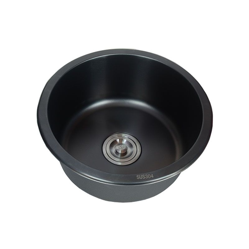 Black Stainless Steel Undermount Round Sink with Single Bowl and Filter