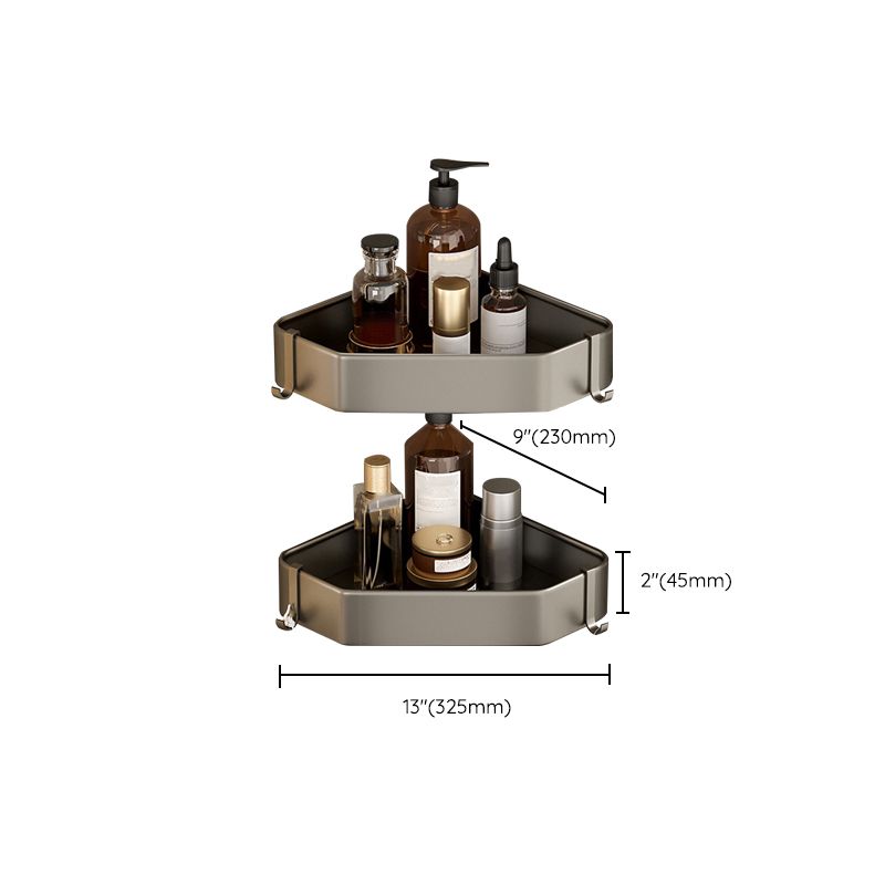 Modern Grey Bathroom Accessory Set with Aluminum Shelf