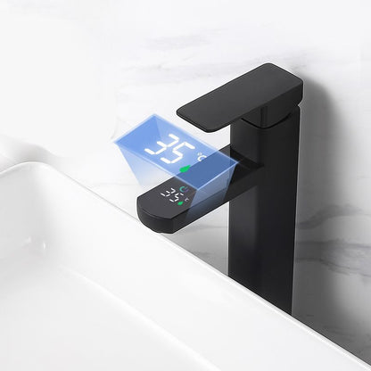 Modern Bathroom Sink Faucet with Digital Display – Low Arch Monochrome