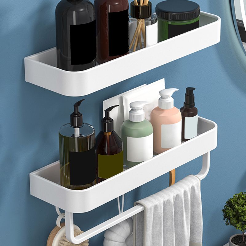 Modern Bathroom Accessories Set - White 2-Piece Shelf and Hardware