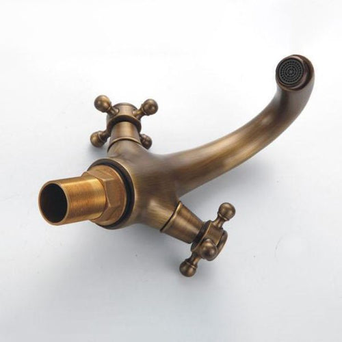 Wide Spread Industrial Bathroom Sink Faucet with 2 Cross Handle Taps