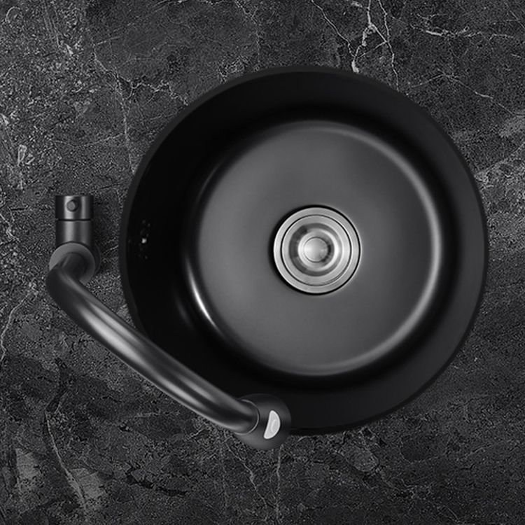 Round Stainless Steel Kitchen Sink with Drain Basket Kits - Single Bowl