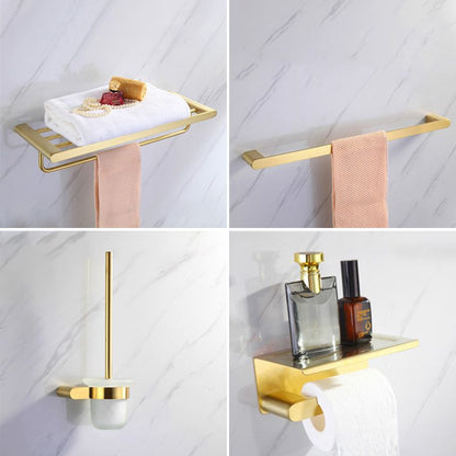 Gold Bathroom Hardware Set – Contemporary Towel Bar and Accessories