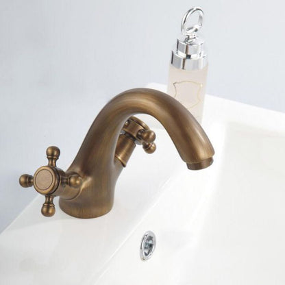 Wide Spread Industrial Bathroom Sink Faucet with 2 Cross Handle Taps