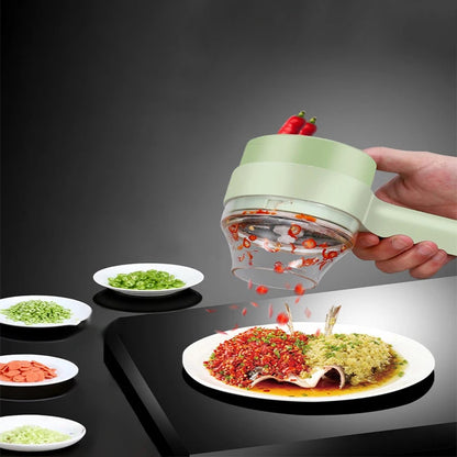 4-in-1 Rechargeable Electric Vegetable Slicer with Collection Bin