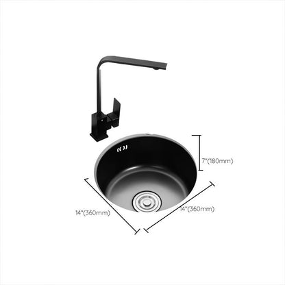 Round Stainless Steel Kitchen Sink with Drain Basket Kits - Single Bowl