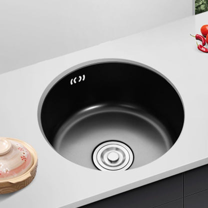 Round Stainless Steel Kitchen Sink with Drain Basket Kits - Single Bowl