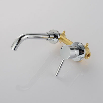 Wall-Mounted Industrial Bathroom Faucet with 2-Hole Swivel Spout