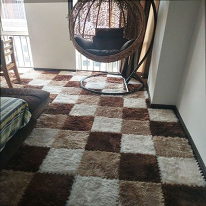 Interlocking Shag Carpet Tiles in Color Block Design – Modern Floor Covering