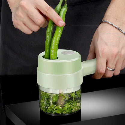 4-in-1 Rechargeable Electric Vegetable Slicer with Collection Bin