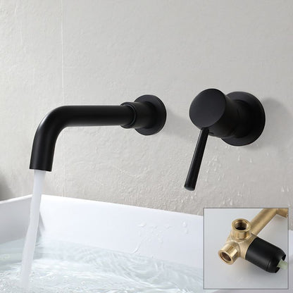 Wall-Mounted Industrial Bathroom Faucet with 2-Hole Swivel Spout