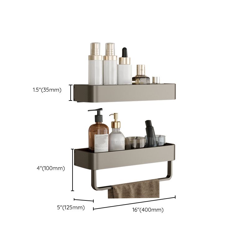 Modern Grey Bathroom Accessory Set with Aluminum Shelf