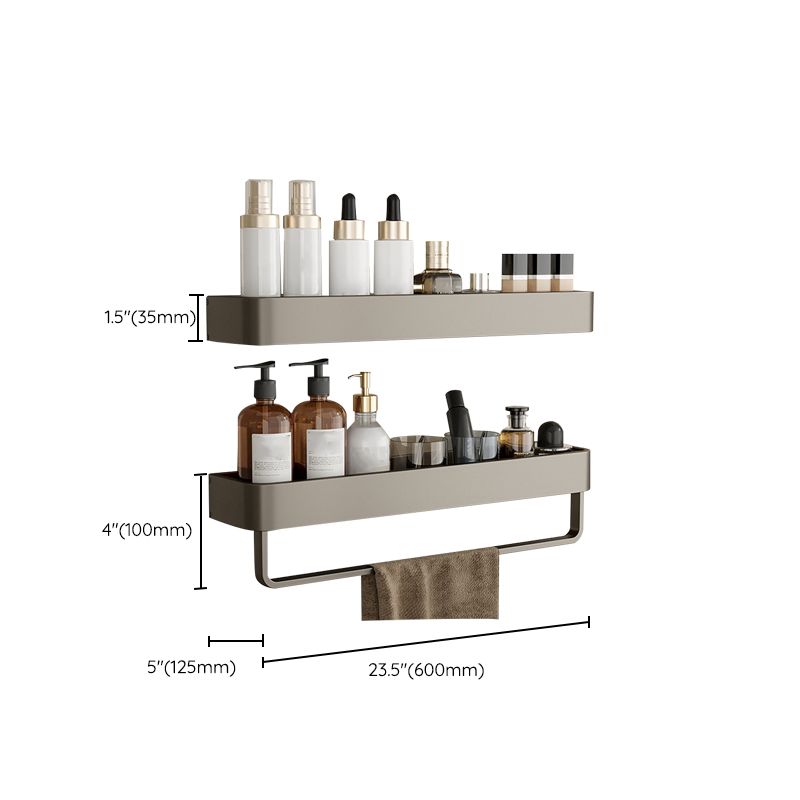 Modern Grey Bathroom Accessory Set with Aluminum Shelf