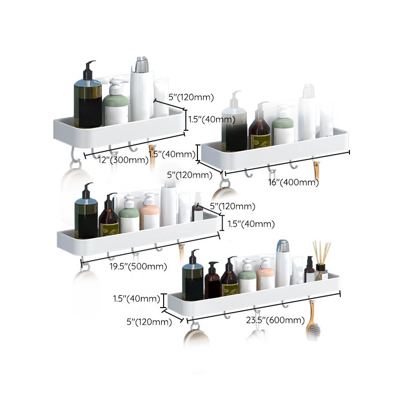 Modern Bathroom Accessories Set - White 2-Piece Shelf and Hardware