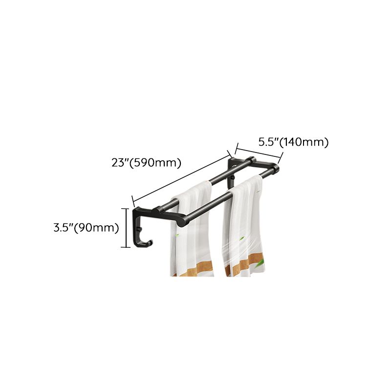 Contemporary Matte Black Bathroom Accessory Set with Shelf and Towel Holder