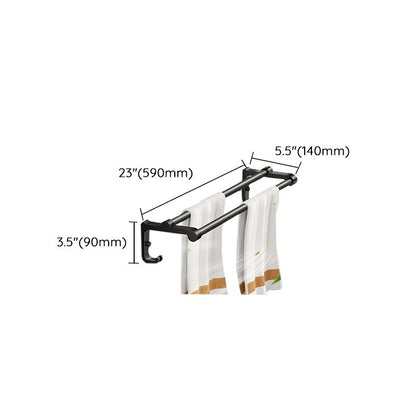 Contemporary Matte Black Bathroom Accessory Set with Shelf and Towel Holder